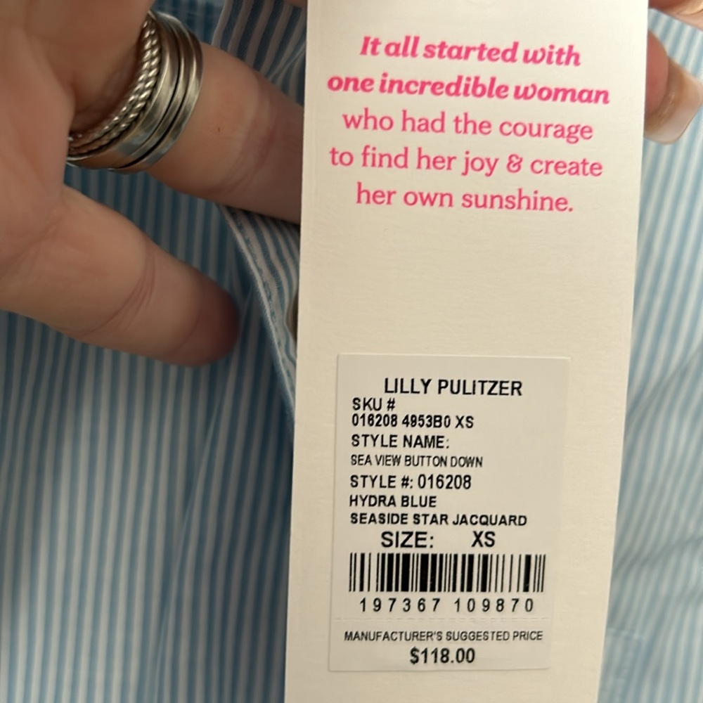 NWT Lily Pulitzer Sea View Button Down- Seaside Star - Picture 7 of 10
